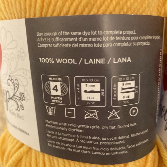 NIW Red Heart Chic Sheep Yarn Mimosa  in Yellow - Picture 4 of 6